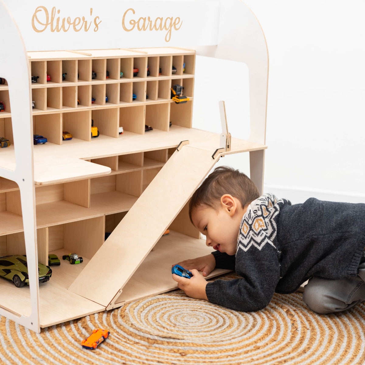 Toy Car Garage Storage - Natural
